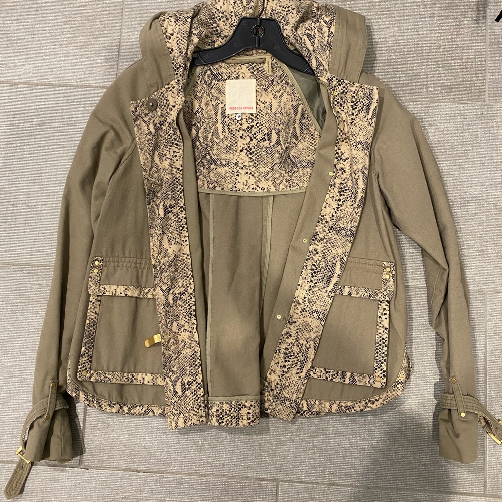 REBECCA TAYLOR canvas hooded trench